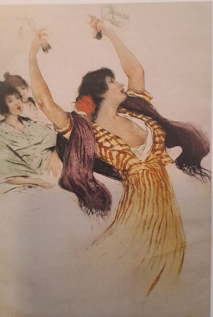 Allan Osterlind La Danseuse aux castagnettes, 1906 Eau-forte en couleurs, 43,7 x 30 cm Fonds Municipal d'Art Contemporain de la Ville de Paris